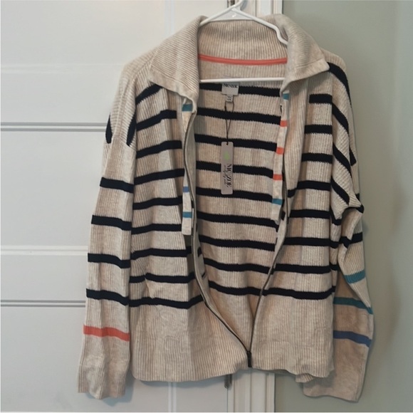 NIC+ZOE Sailors Stripe Zip Front Cardigan. Woman’s XXL Worn Once! Fun Look :) - Picture 5 of 7